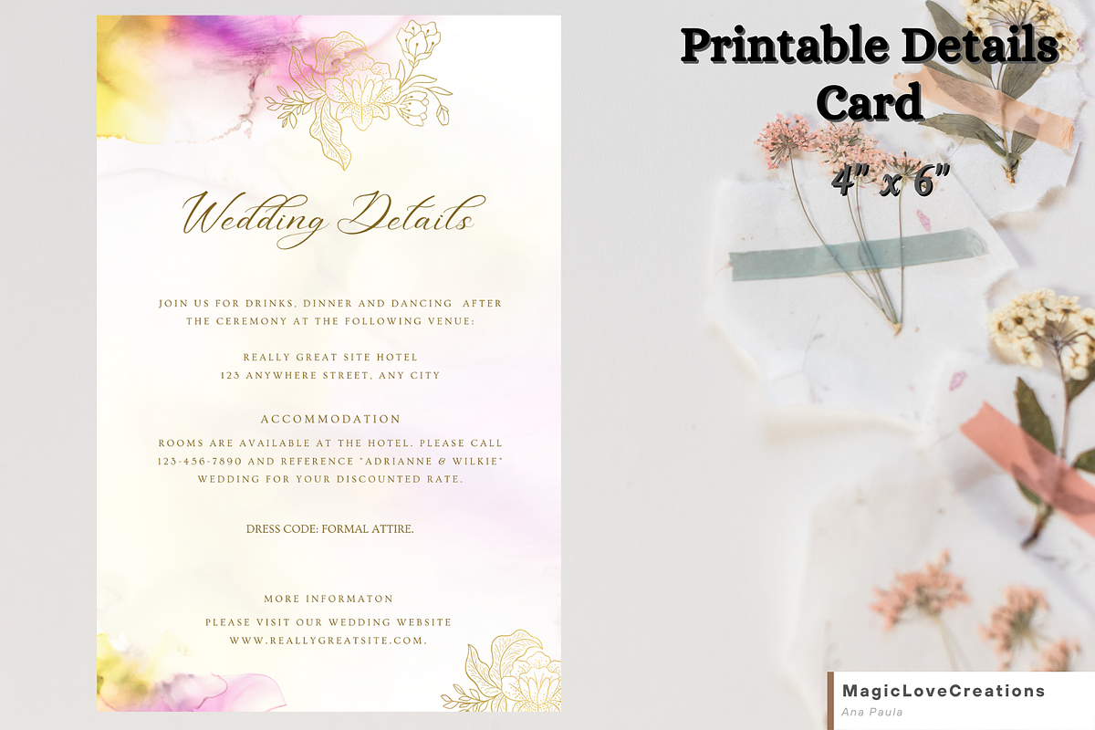 MINIMAL Golden WEDDING INVITATION SE, an Invitation Template by MagicLove Creations (Photo 4 of 7)