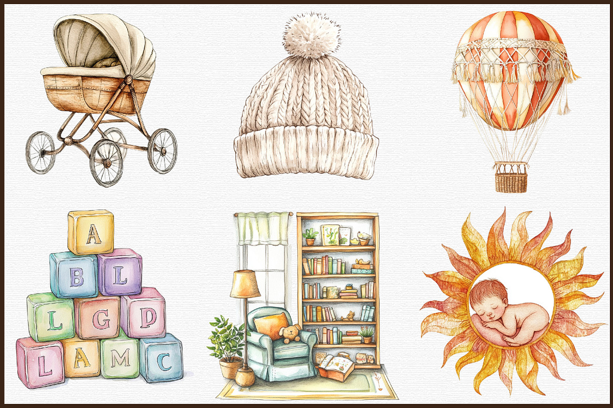 Neutral Boho Baby Shower Doodle Clip, an Illustration by Sublimation Artist (Photo 3 of 6)