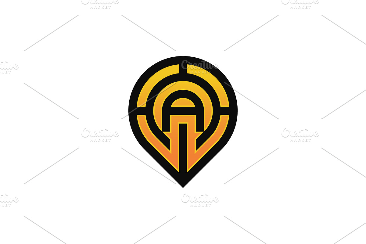 letter A pin location map logo, a Branding & Logo Template by Rasagama Studio