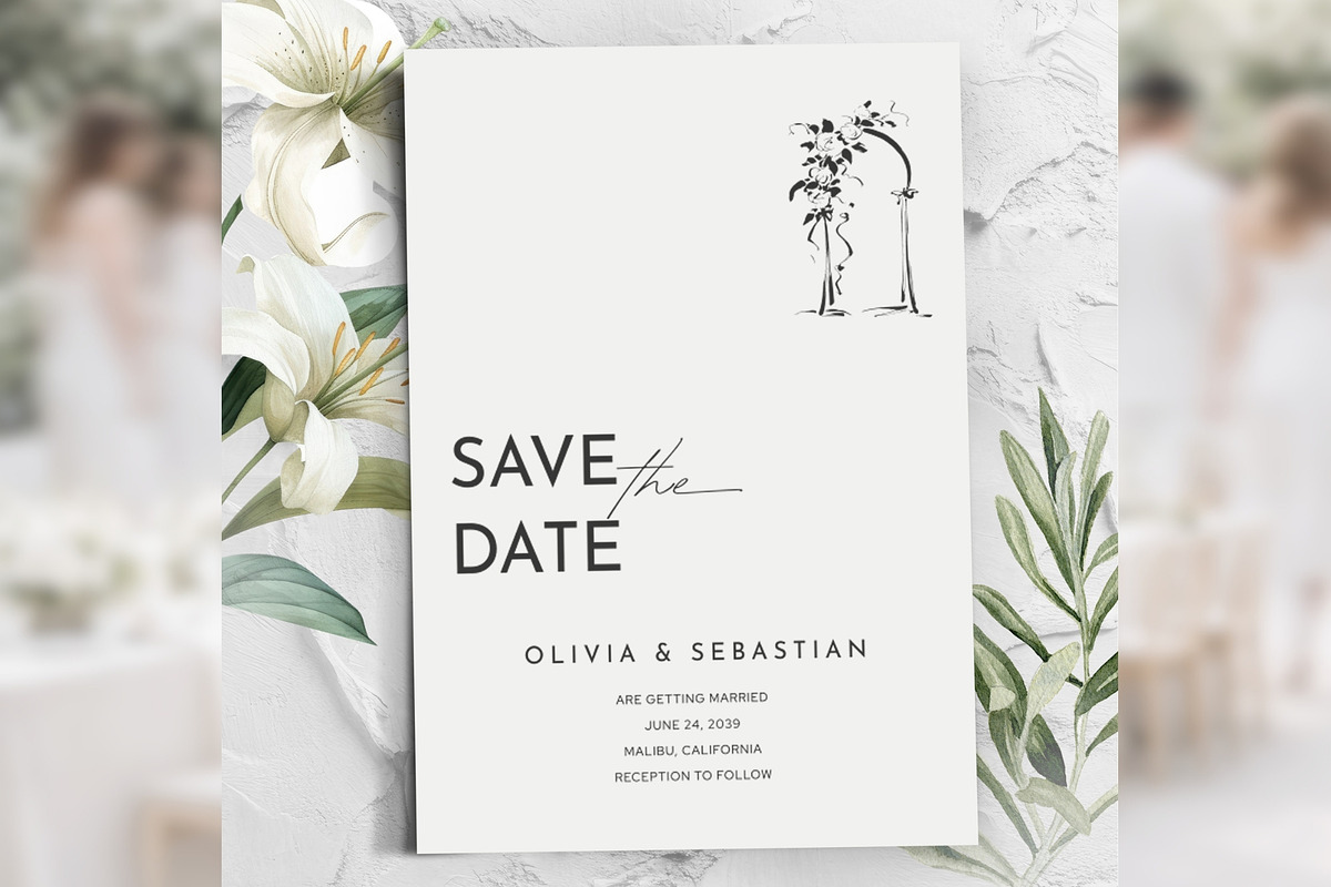 Botanical Save the Date Canva bd011, an Invitation Template by TyphoonStudio (Photo 1 of 10)
