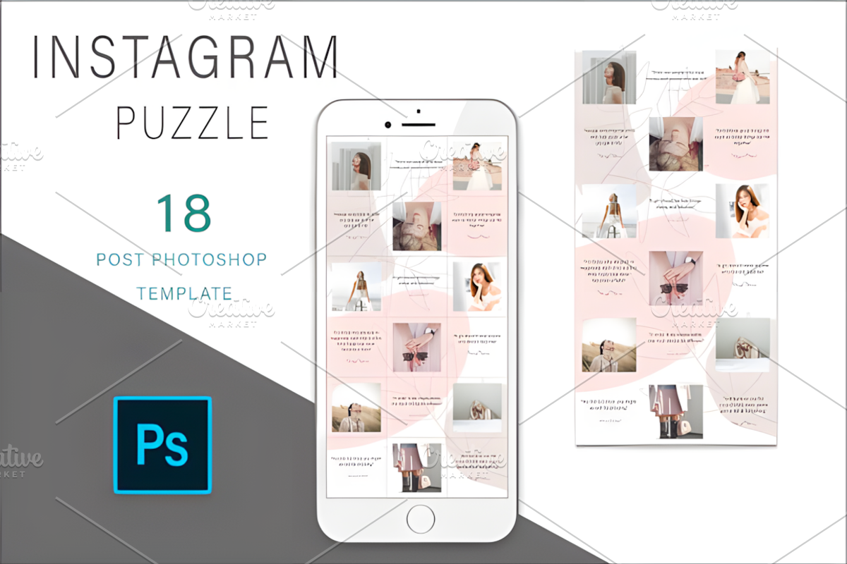 Pink Botanic Instagram Puzzle Te, a Social Media Template by Design Station (Photo 1 of 3)