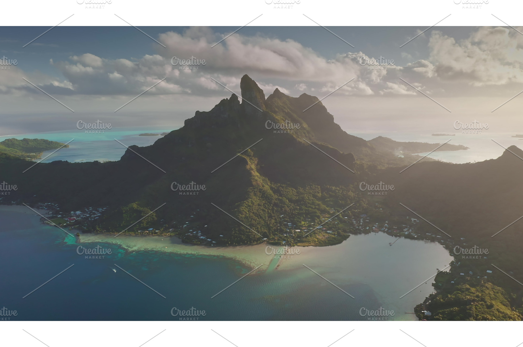 Sunset over Bora Bora's turquoise, a Nature Photo by Goinyk