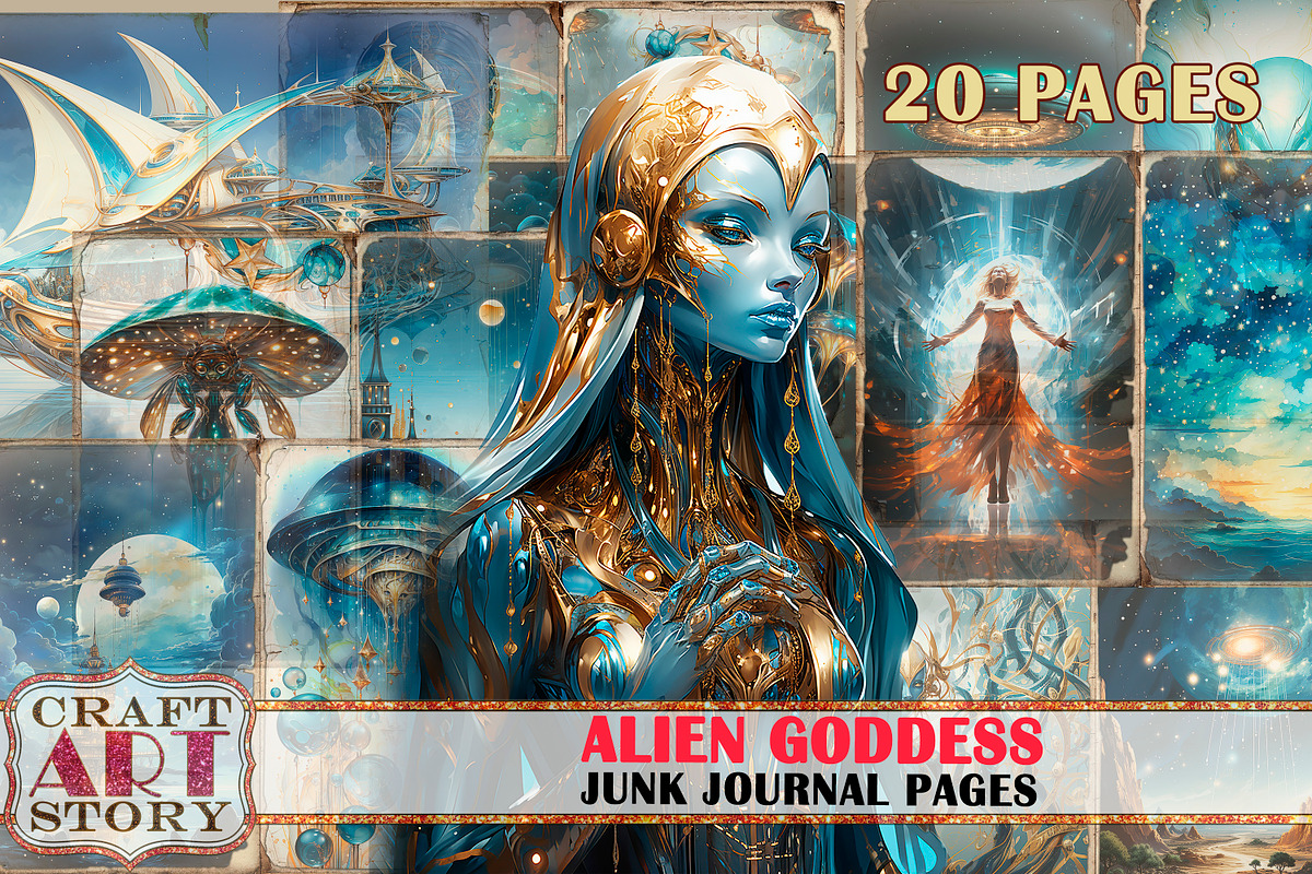 Alien Goddess Junk Journal Pages, an Object Illustration by CraftArtStory (Photo 1 of 5)