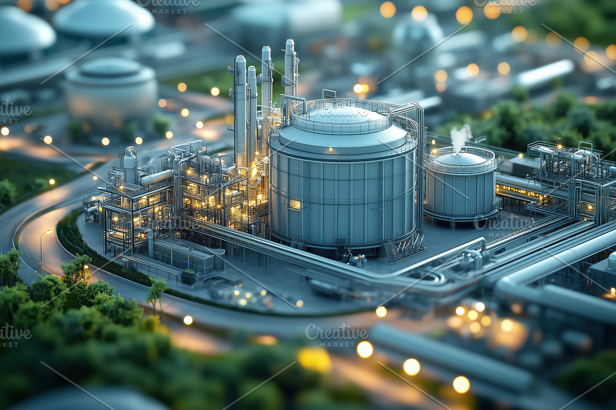 Aerial view of a modern industrial facility with large storage tanks, pipelines, an Industrial Photo by Textures & Backgrounds (Photo 2 of 2)