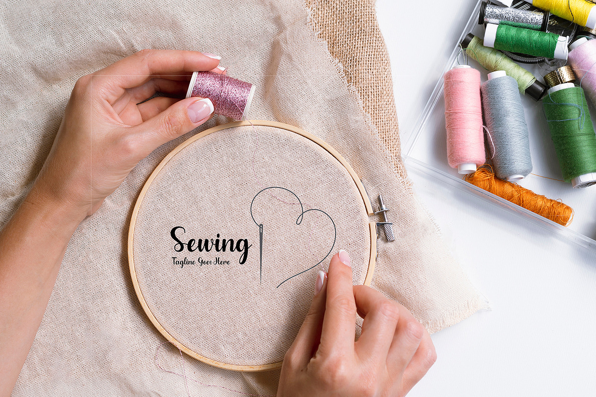 Modern Sewing & Heart Logo Template, a Branding & Logo Template by YUDesignStore (Photo 8 of 8)