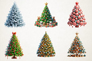 Christmas Trees & Gifts Watercolor, an Illustration by RobertsArt (Thumbnail 7 of 7)