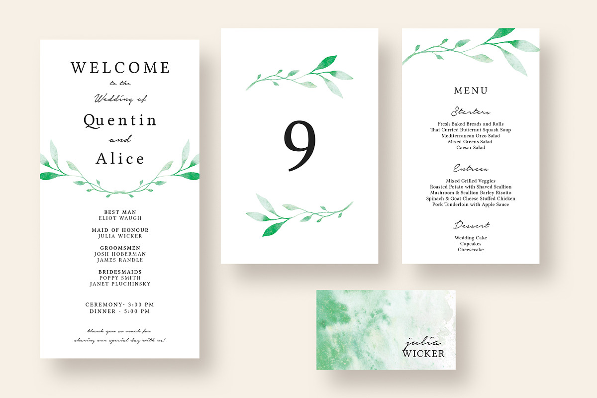 Misty Green Leaves Wedding Suite, an Invitation Template by Knotted Design (Photo 5 of 5)