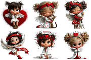 Whimsical Valentine Angel Clipart, an Illustration by DreamArtGraphic (Thumbnail 2 of 4)