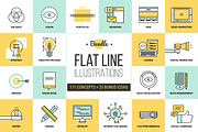 Big Pack of Flat Line Illustrations, an Outline Icon by Anatolii Babii (Thumbnail 1 of 2)