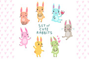 7 Cute bunnies, an Animal Illustration by Anna Guz's Store (Thumbnail 1 of 2)