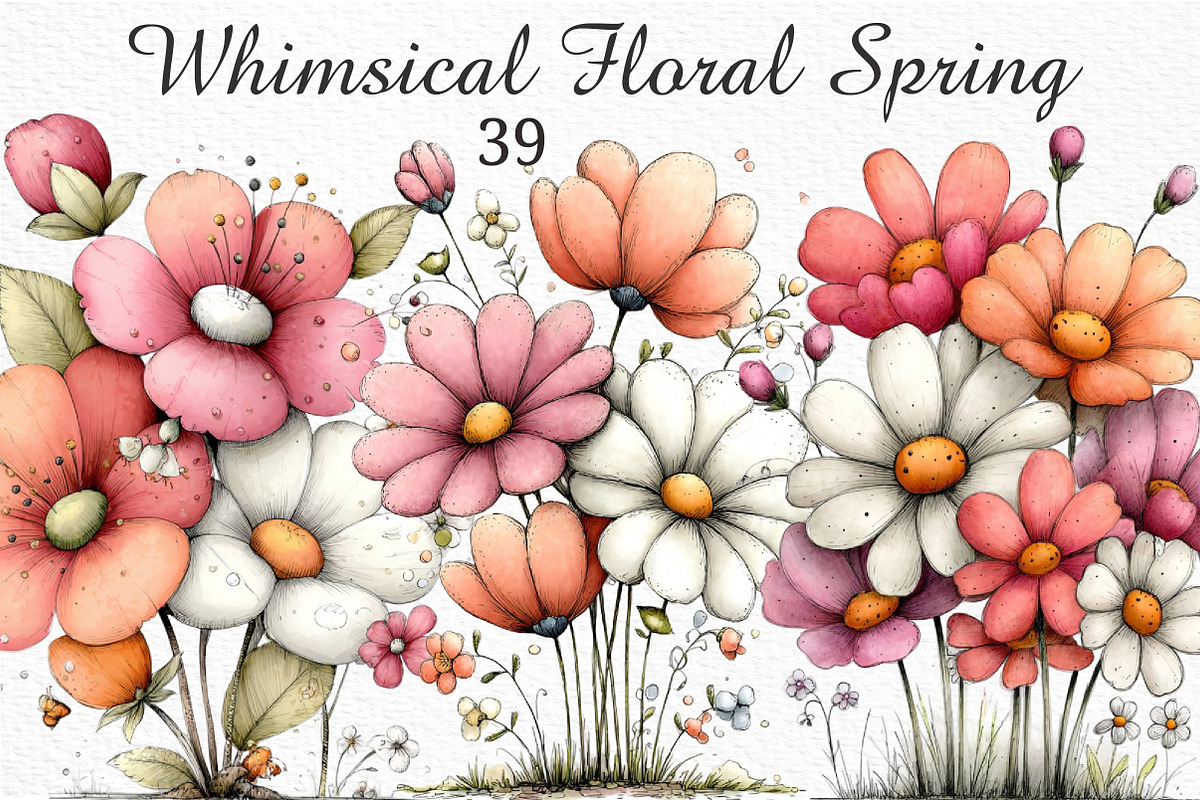 Whimsical Floral Spring Clipart, an Illustration by Craft Nest (Photo 1 of 11)