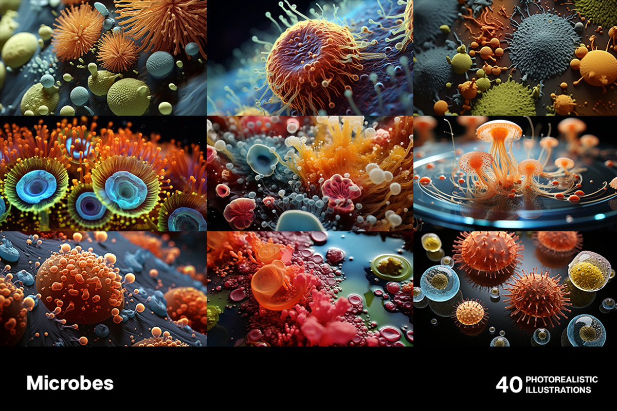 Microbes. 40 images, a Healthcare Illustration by Handmadefont (Photo 6 of 11)