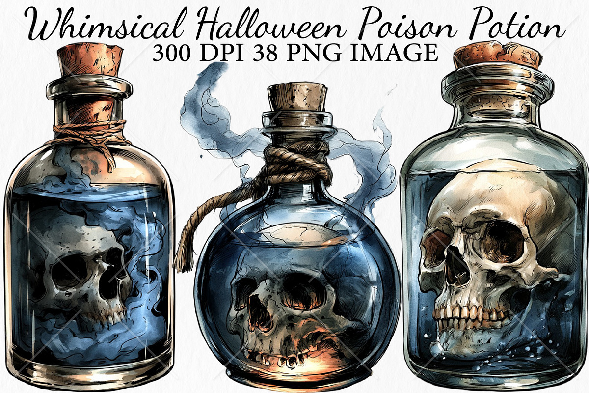 Whimsical Halloween Poison Potion, a Seasonal Illustration by Canvas Craft (Photo 1 of 10)
