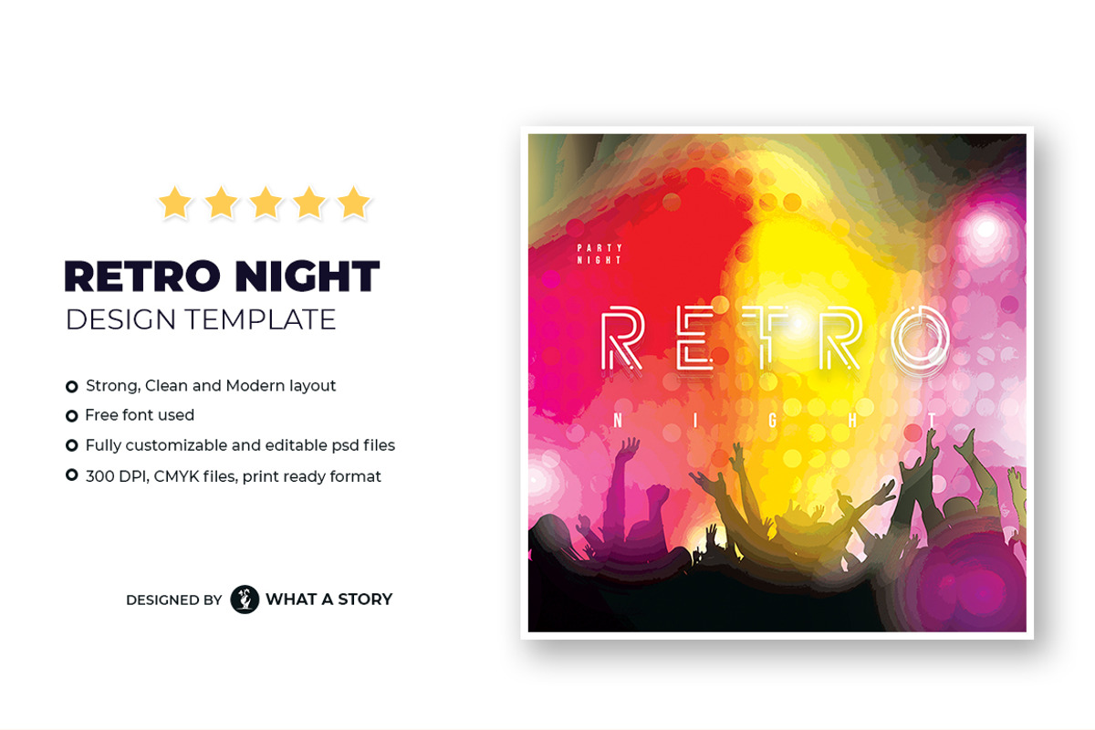 Retro Night Flyer Template, a Flyer Template by What a Story