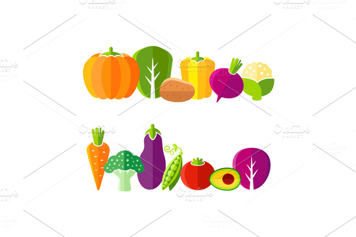 Fresh vegetables flat style set, an Icon by Teneresa (Photo 2 of 3)