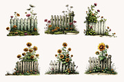 Watercolor Fence with Flowers, a Seasonal Illustration by Designworld (Thumbnail 3 of 9)