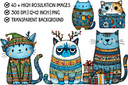Quirky Christmas Cat Clipart, an Illustration by Pixels.Craft (Thumbnail 4 of 6)