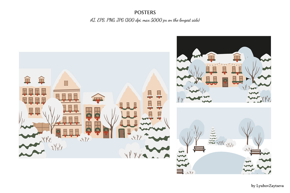 Christmas winter city clipart, a Person Illustration by LyubovZaytseva (Photo 13 of 23)