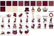 Burgundy & Gold Alice Graphics, an Illustration by Digital Curio (Thumbnail 4 of 5)