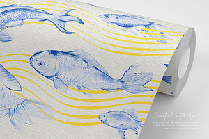 Nautical Fish Watercolour Patterns.