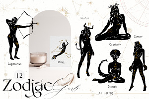 Zodiac Celestial Constellations Set