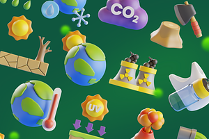 3D Climate Change Icons