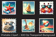 Summer Beach Postage Stamp Clipart, an Illustration by RobertsArt (Thumbnail 4 of 5)