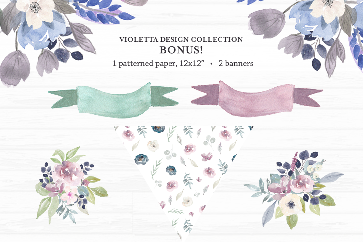 Violetta Flower Clipart and Frames, an Illustration by Emerald & Ivy Studios (Photo 8 of 10)