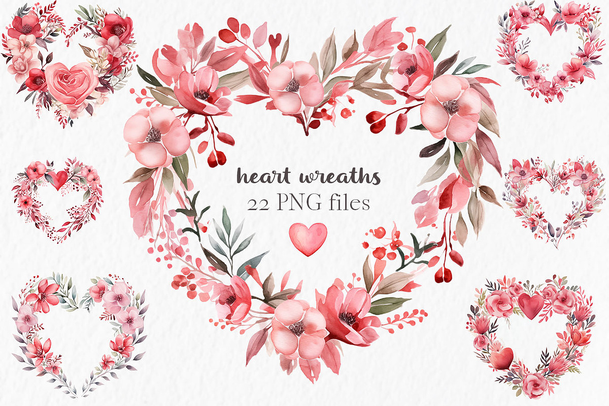Valentines wreath watercolor hearts, an Object Graphic by MyLittleMeow (Photo 1 of 7)