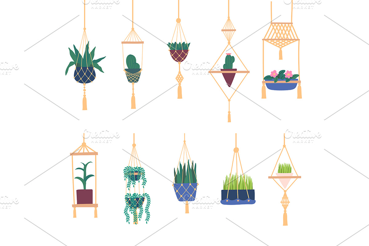 Macrame Hangers and Plants Icons, an Icon by Bigmouse_art