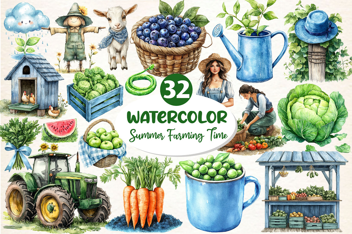 Summer Farming Time Clipart, an Illustration by Dream Creation (Photo 1 of 6)