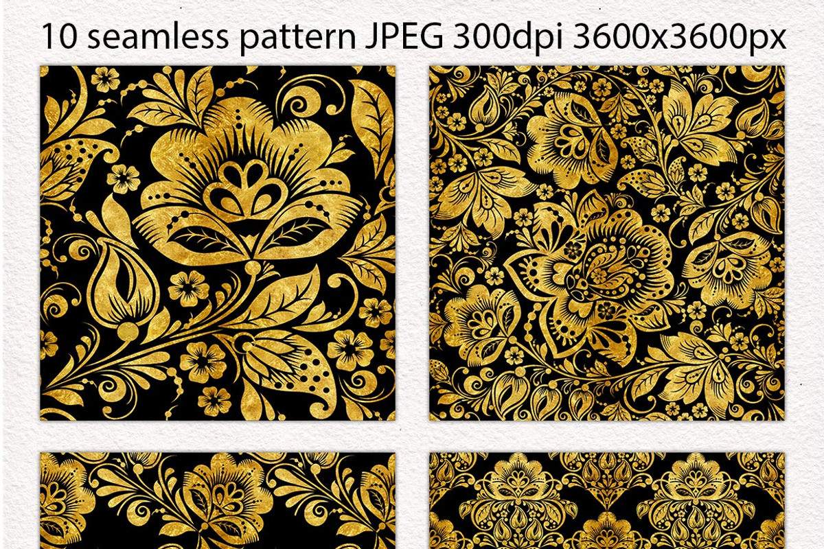 Floral gold seamless pattern, a Pattern Graphic by antuanetto (Photo 2 of 9)