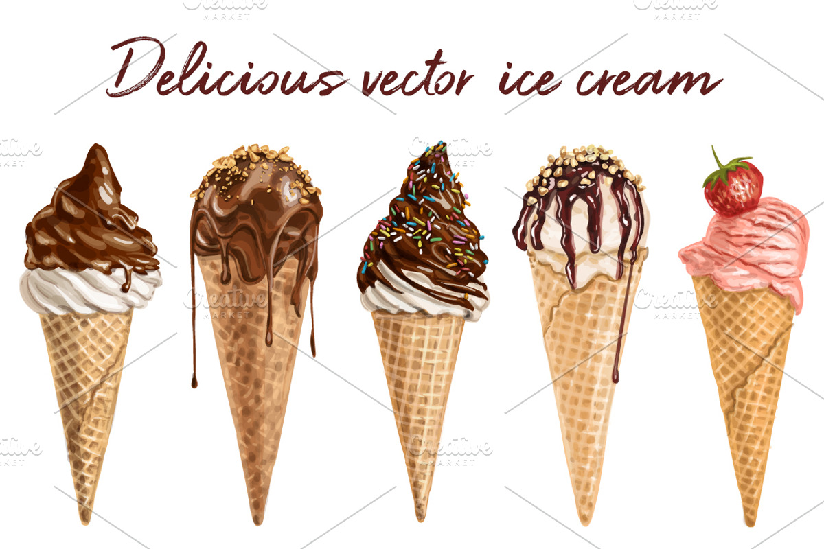 ice cream vector illustrations, a Decorative Illustration by Natalka Dmitrova art (Photo 9 of 9)