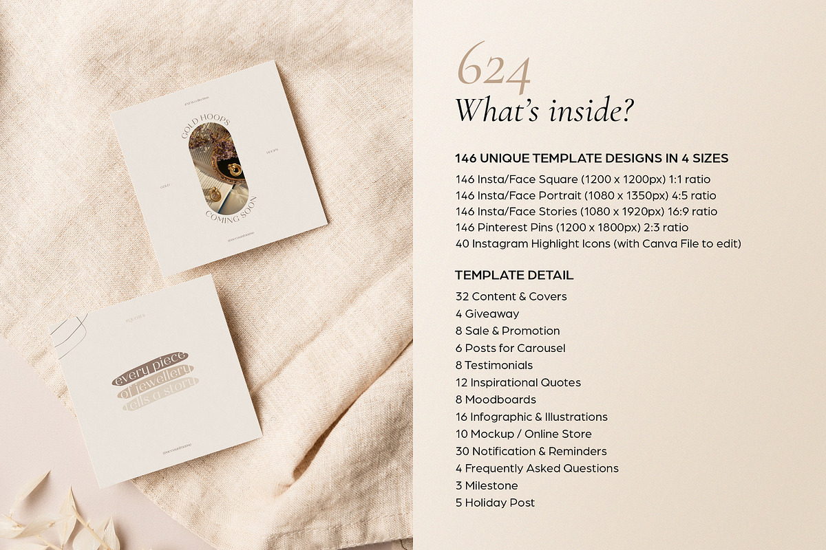 Jewelry Social Media Kit CANVA, a Social Media Template by Wildnun Studio (Photo 2 of 27)