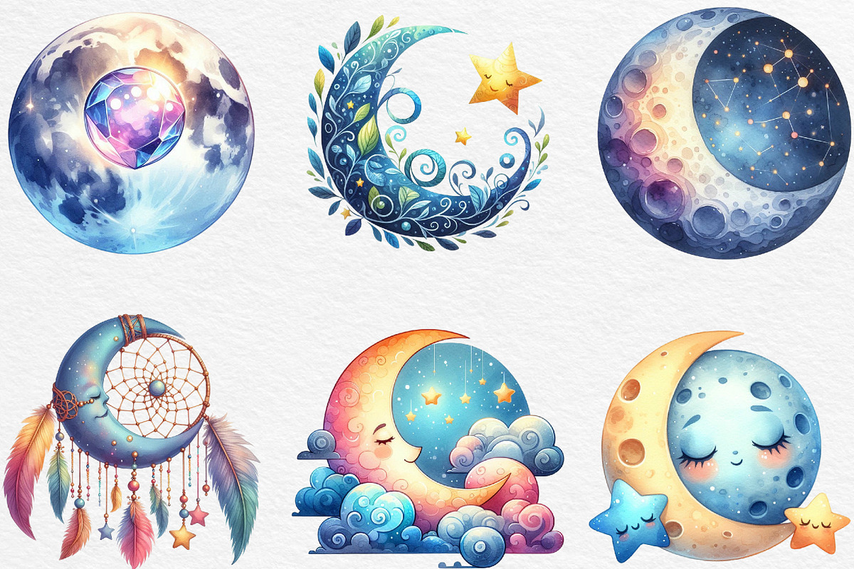 Mystical Moon Sublimation Clipart, an Illustration by Black Bird Studio (Photo 4 of 6)