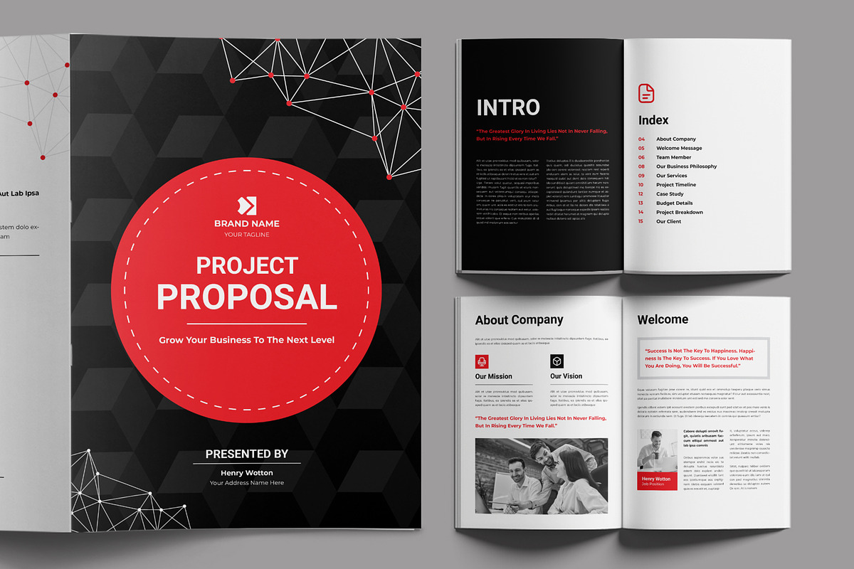 Black And Red Color Project Proposal, a Brochure Template by ContestDesign (Photo 1 of 3)