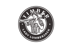 Lumberjack Lady Logo Template