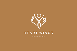 Heart Wings Logo Template.