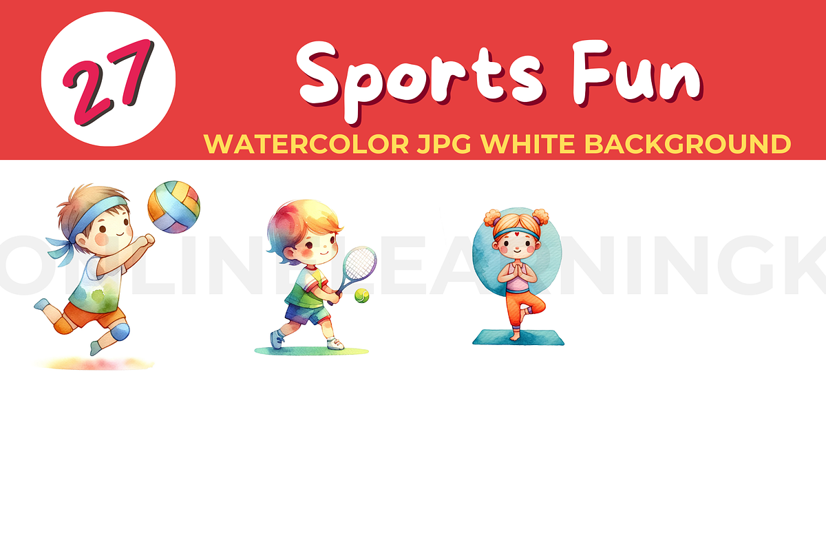 27 Sports Fun watercolor JPG white b, a Sport Illustration by John_Walker (Photo 1 of 3)