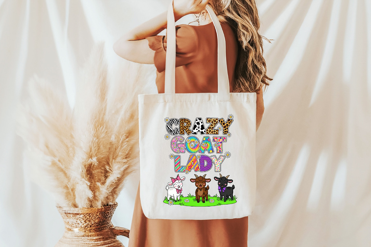 Crazy Goat Lady PNG, an Illustration by Craft Nest (Photo 3 of 6)