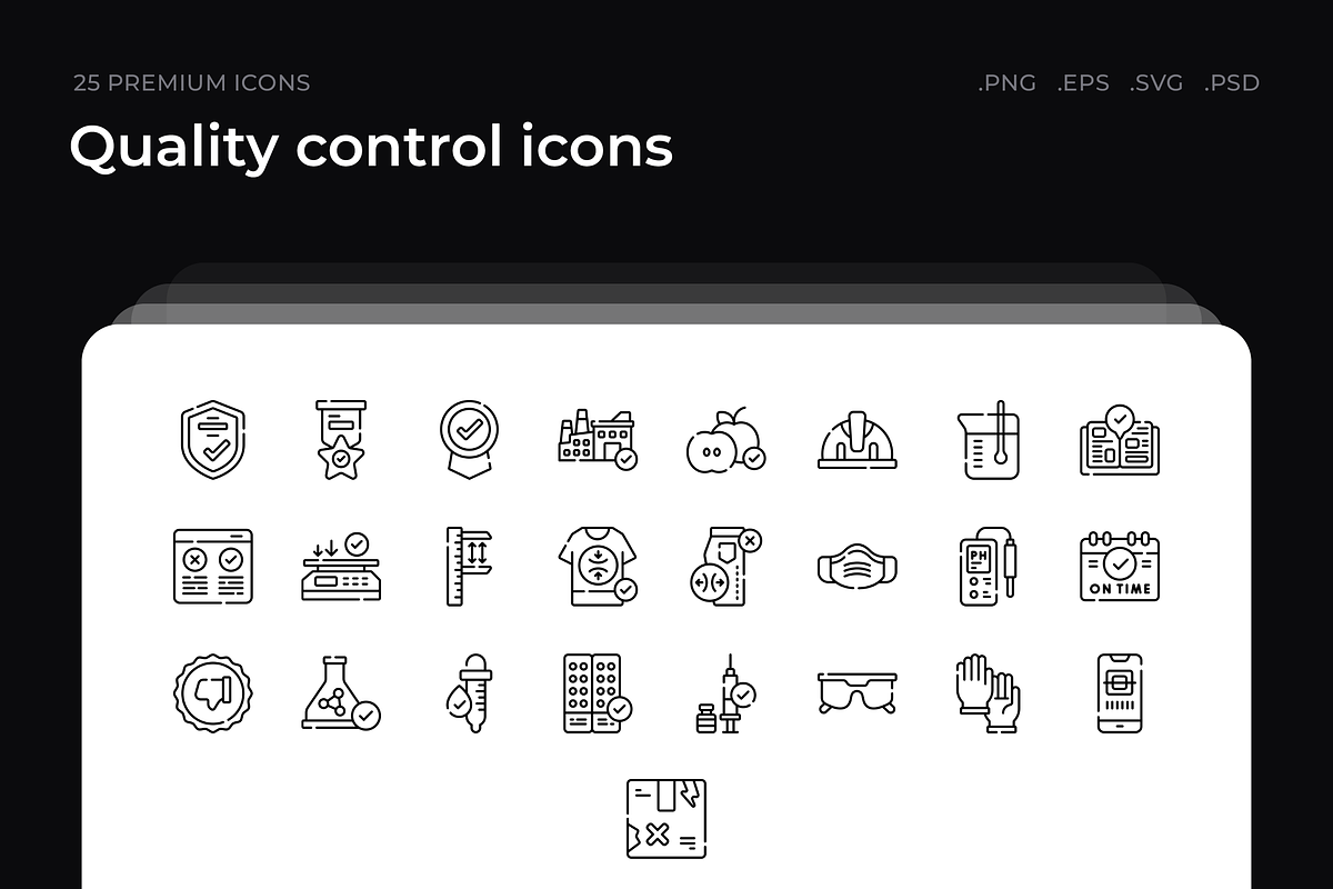 Quality control icons, an Outline Icon by Wencory