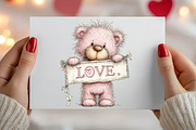Watercolor Valentine's Bear Clipart, an Illustration by Canvas Craft (Thumbnail 4 of 6)