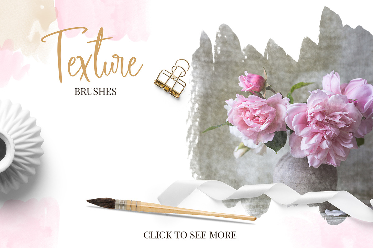 Blooming watercolor brushes set preview 4