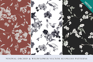Orchid & Wildflower Seamless Vectors