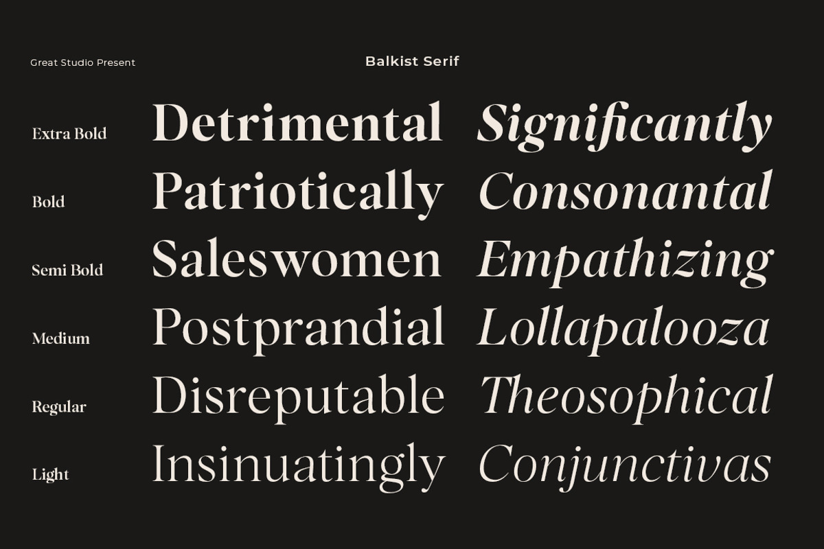 Balkist - 12 Font Family, a Serif Font by Mulkan Nazir (Photo 3 of 15)
