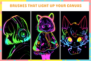 Procreate Neon Glowing Brushes, a Brush Add-On by Cozy Brushery (Thumbnail 4 of 4)
