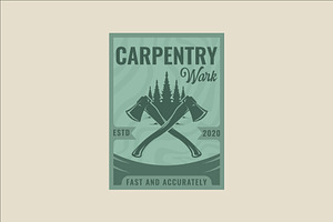 carpentry poster vector vintage, a Poster Template by zyxroun shop