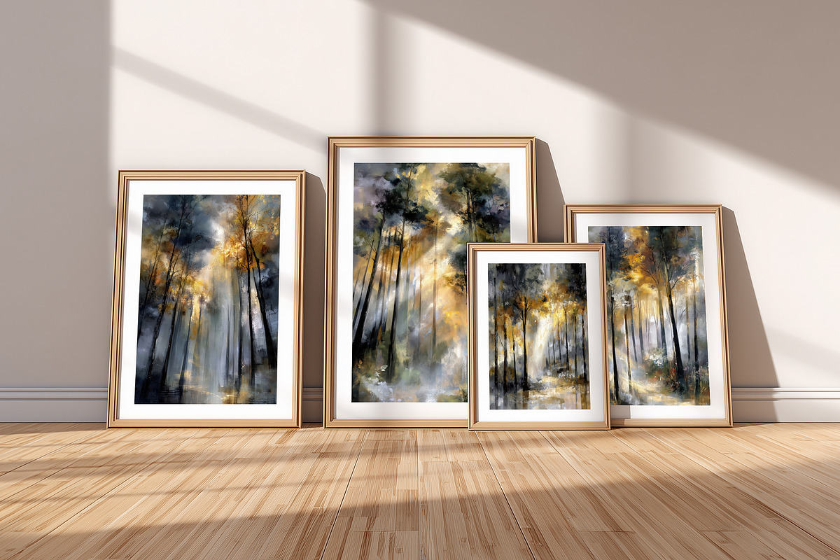 Golden Abstract Forest Illustration, a Decorative Illustration by Housui Patterns (Photo 8 of 12)