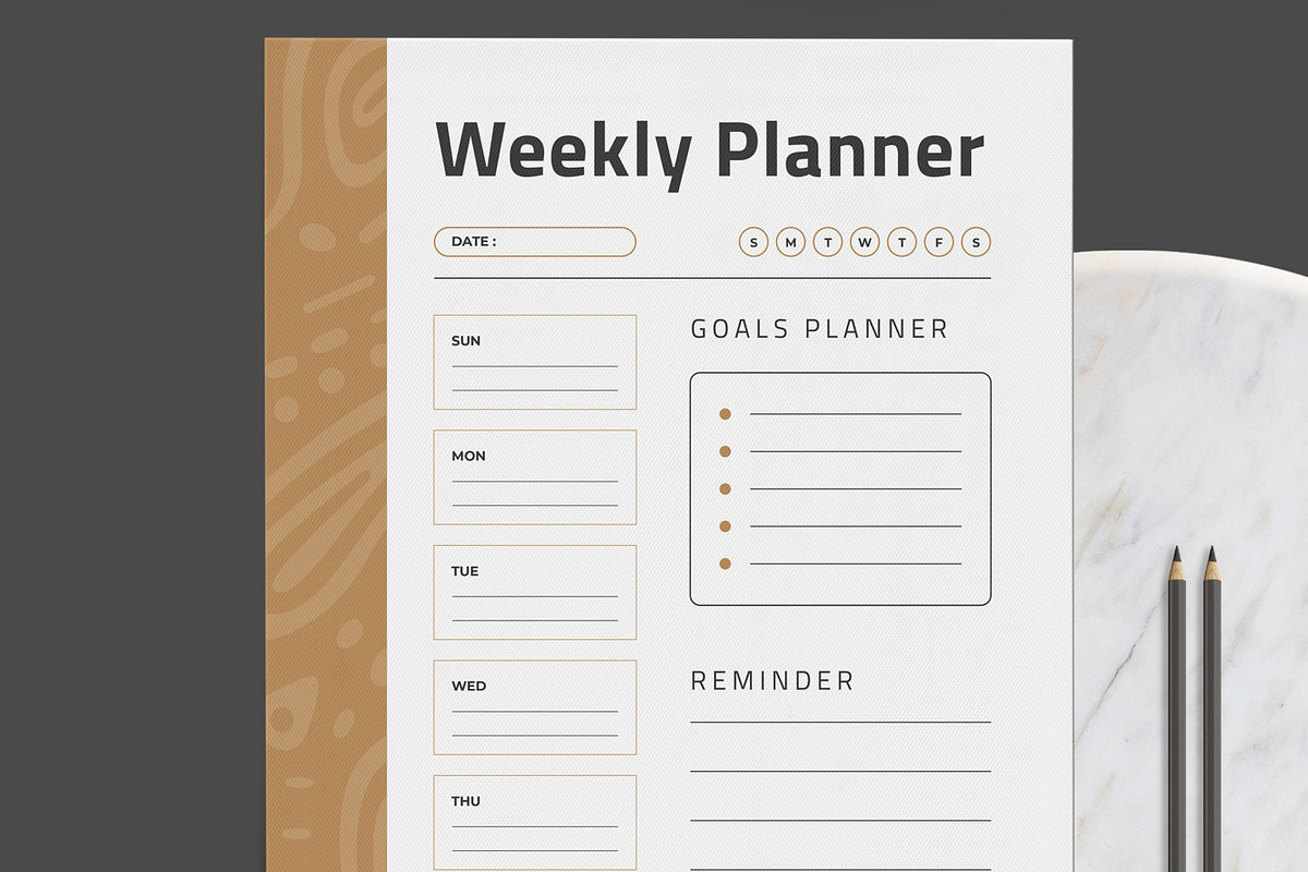 Daily And Weekly Planner Layout, a Stationery Template by MightyDesign (Photo 2 of 8)