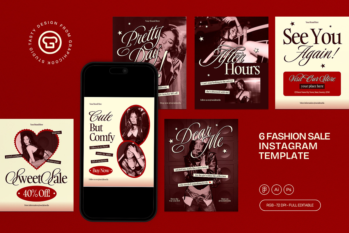 Fashion Sale Instagram Post - Figma, a Social Media Template by graphicook (Photo 1 of 3)